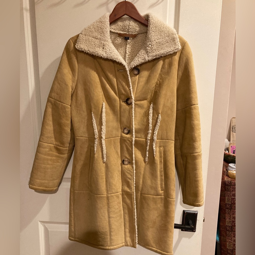 Suede, fleece-lined coat by Audrey Talbott - Picture 2 of 6